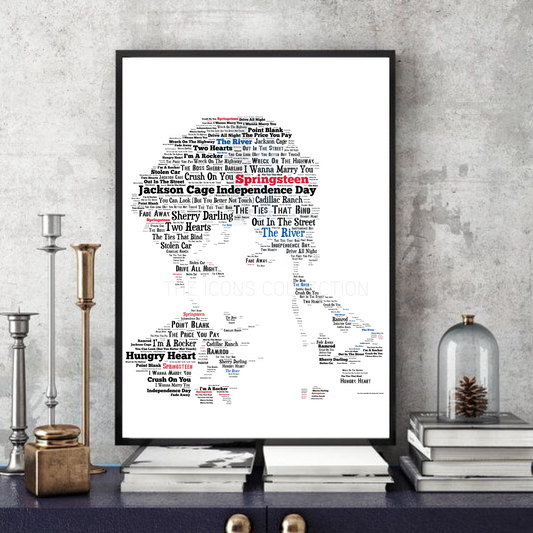 Bruce Springsteen/The Boss v3 The River Typography Portrait in songs