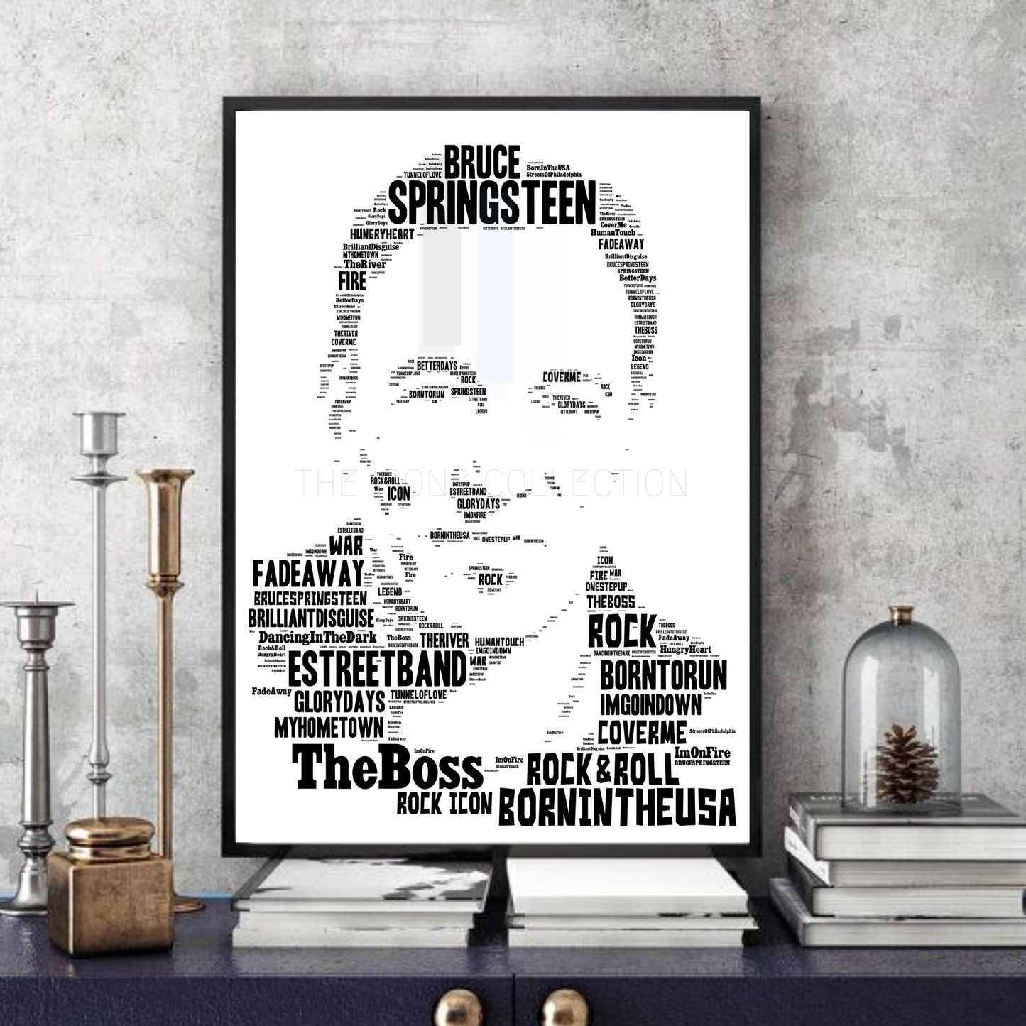 Bruce Springsteen/The Boss v1 Typography Portrait in songs print