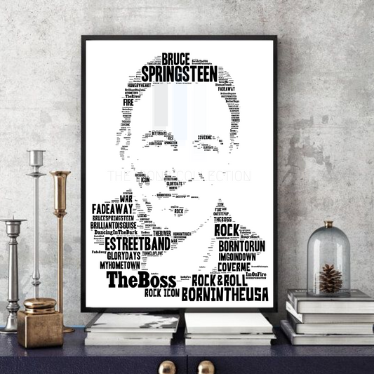 Bruce Springsteen/The Boss v1 Typography Portrait in songs print