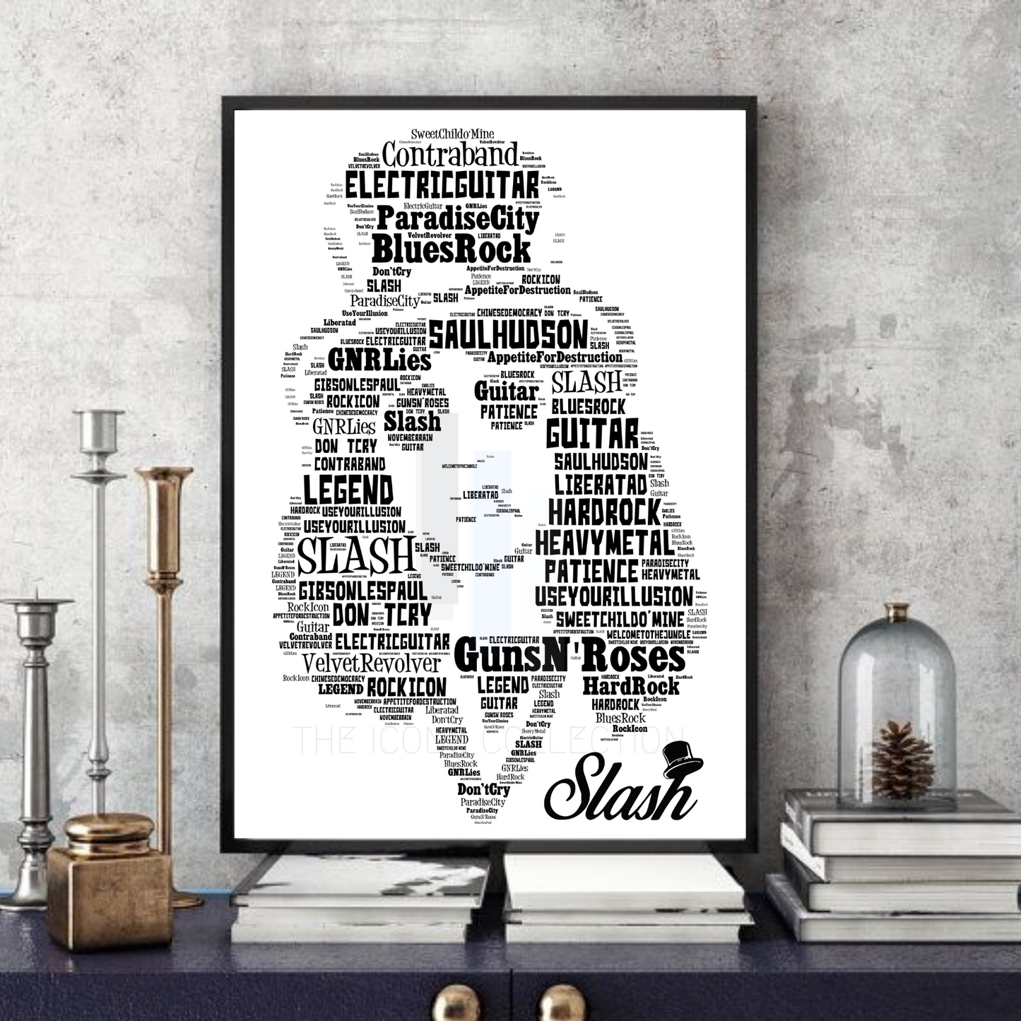 Slash 2 / Guns n Roses / Velvet Revolver - Typography Portrait in songs Memorabilia/Collectible/print