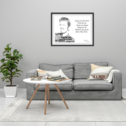 George Michael v2 Typography Portrait in songs & lyrics print