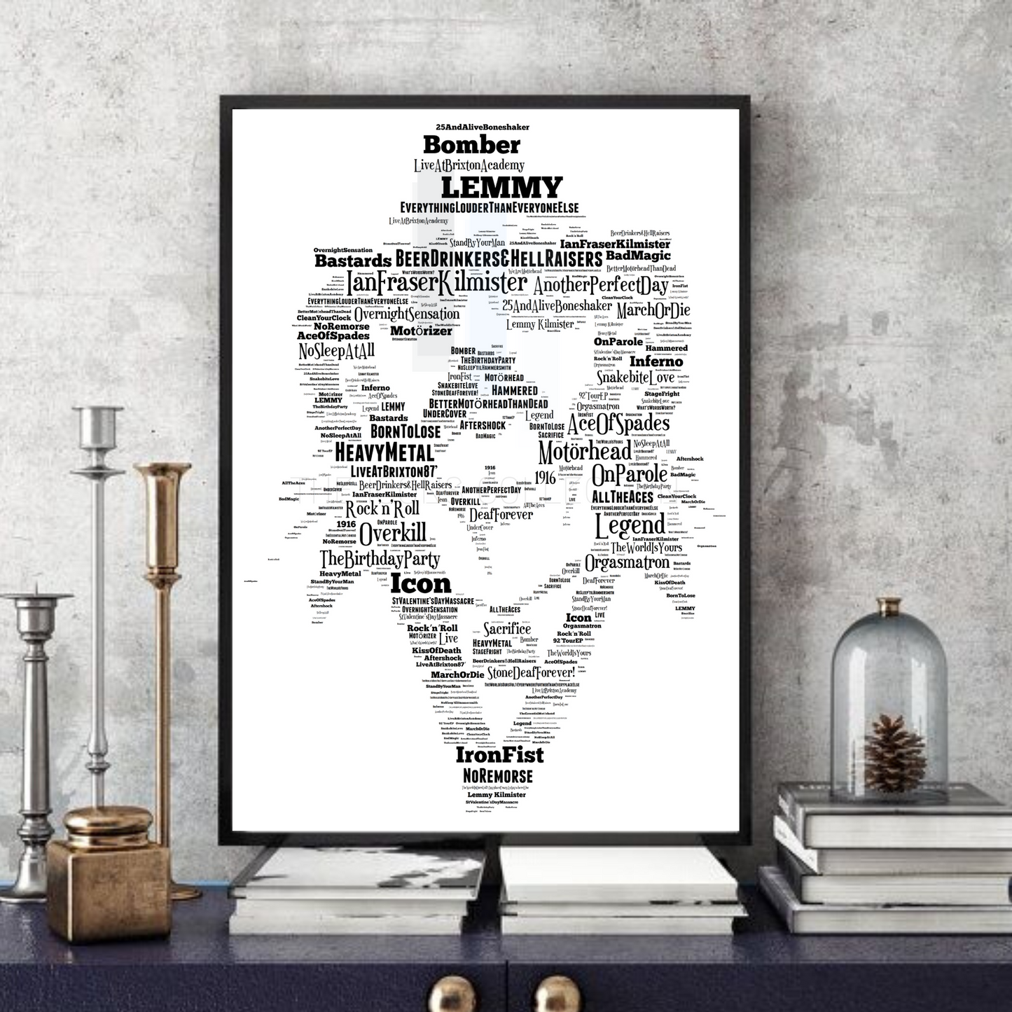 Lemmy Motorhead - Typographic Portrait in songs collectible/memorabilia/print