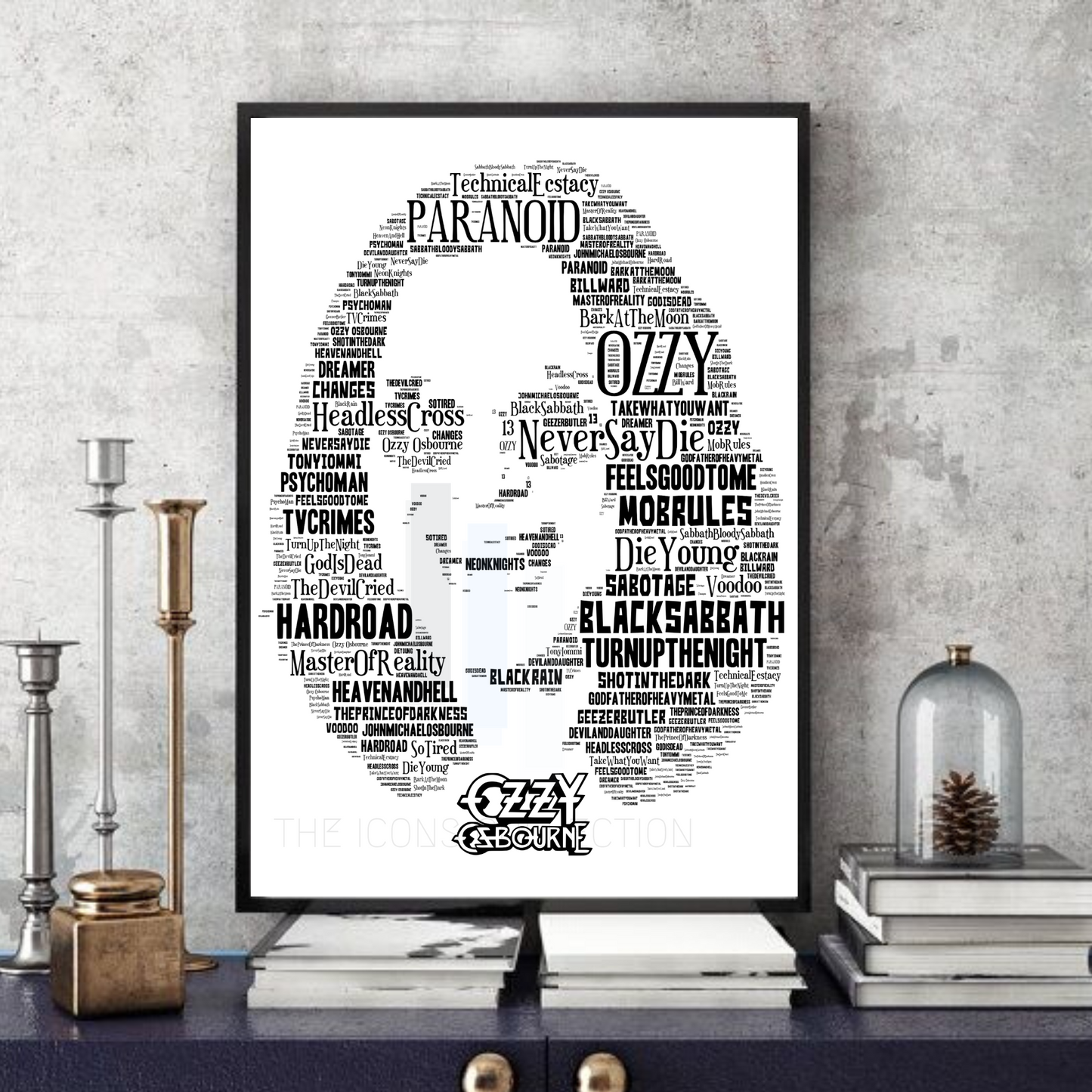 Ozzy Osbourne Black Sabbath Typography Portrait in songs Memorabilia/Collectible/Print