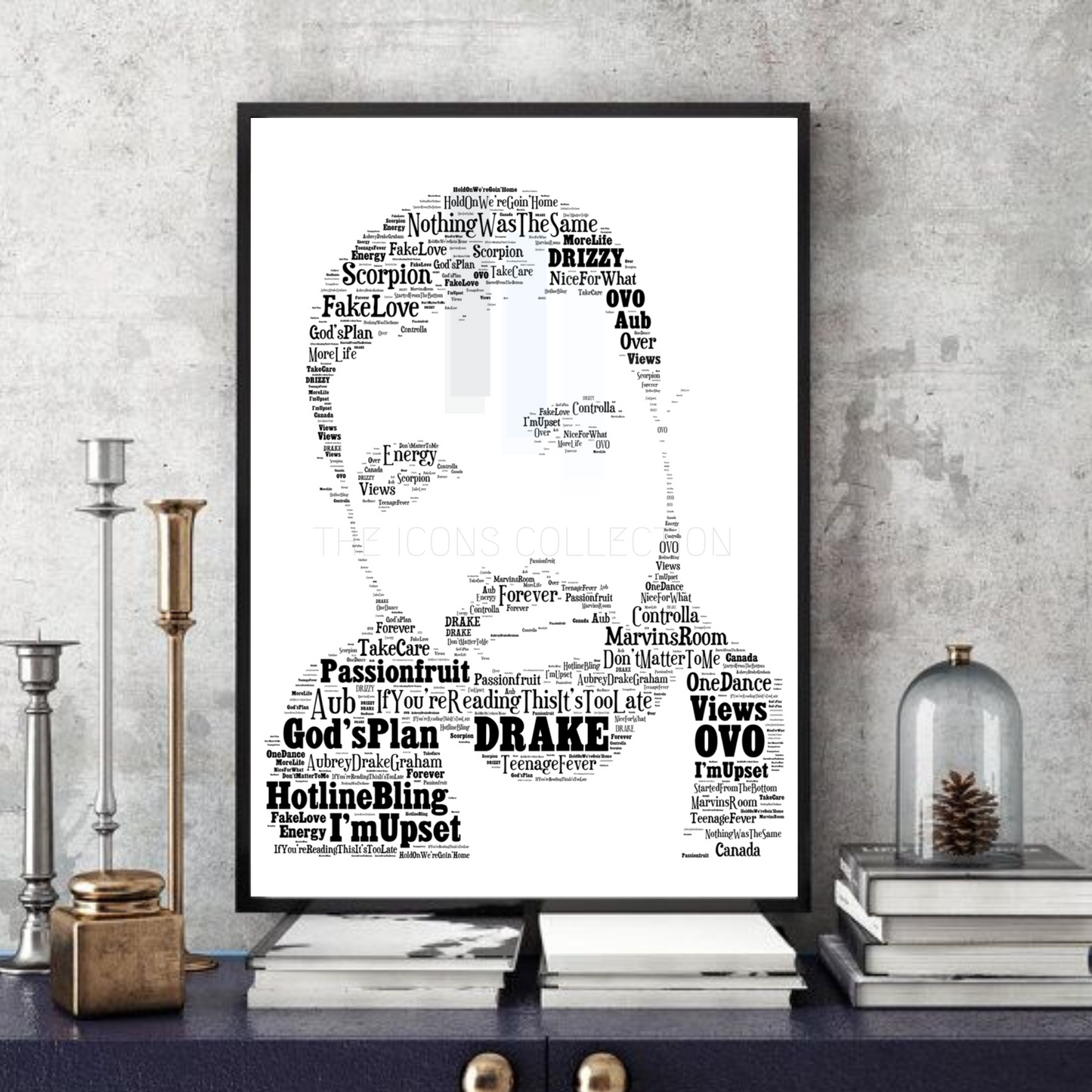 Drake Typography Portrait in songs print