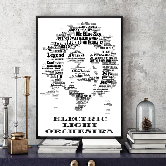 Jeff Lynne ELO v3 - Typography Portrait in songs Memorabilia/collectable/Print