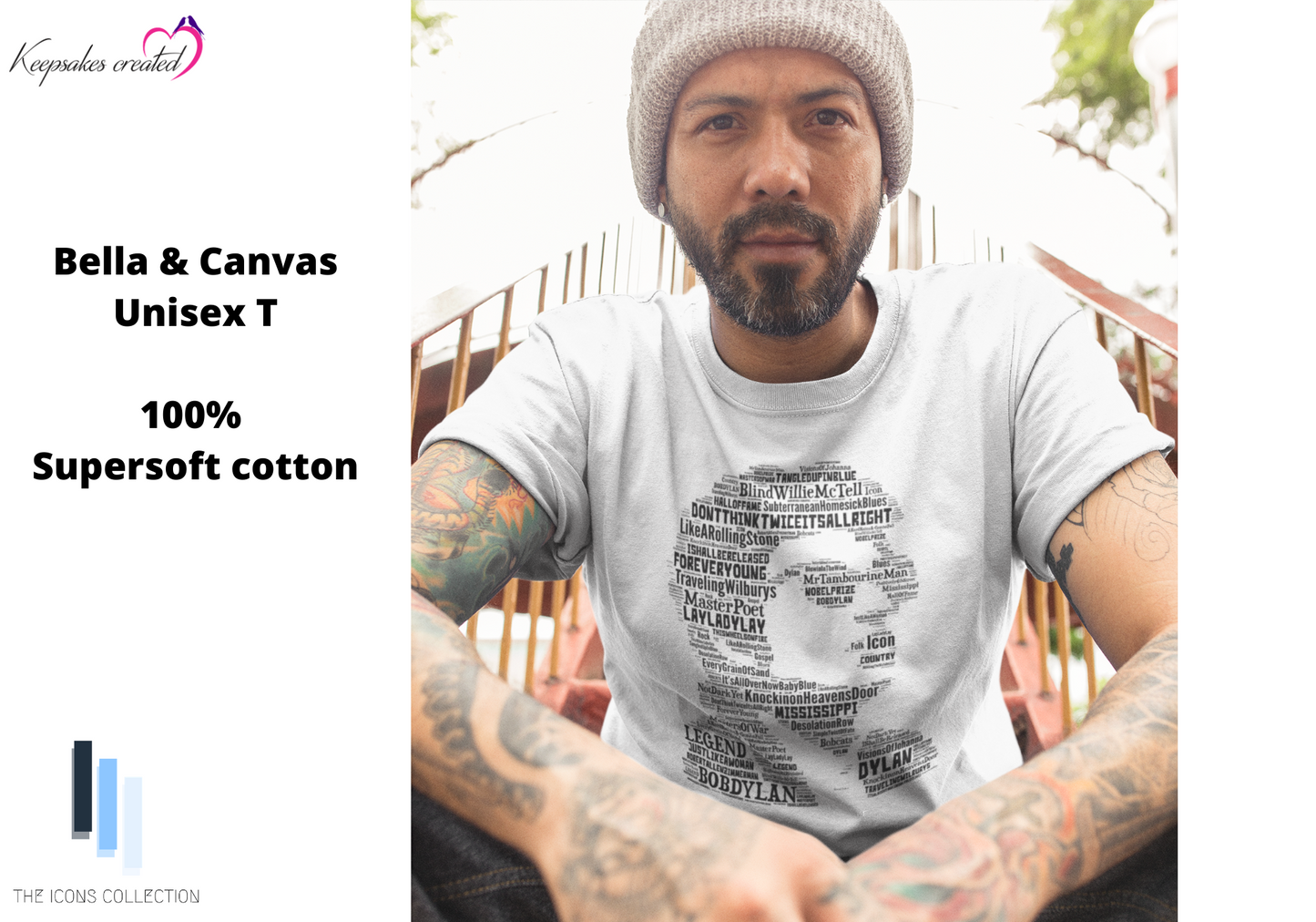 Bob Dylan Portrait in songs Unisex T Shirt-100% Super soft cotton