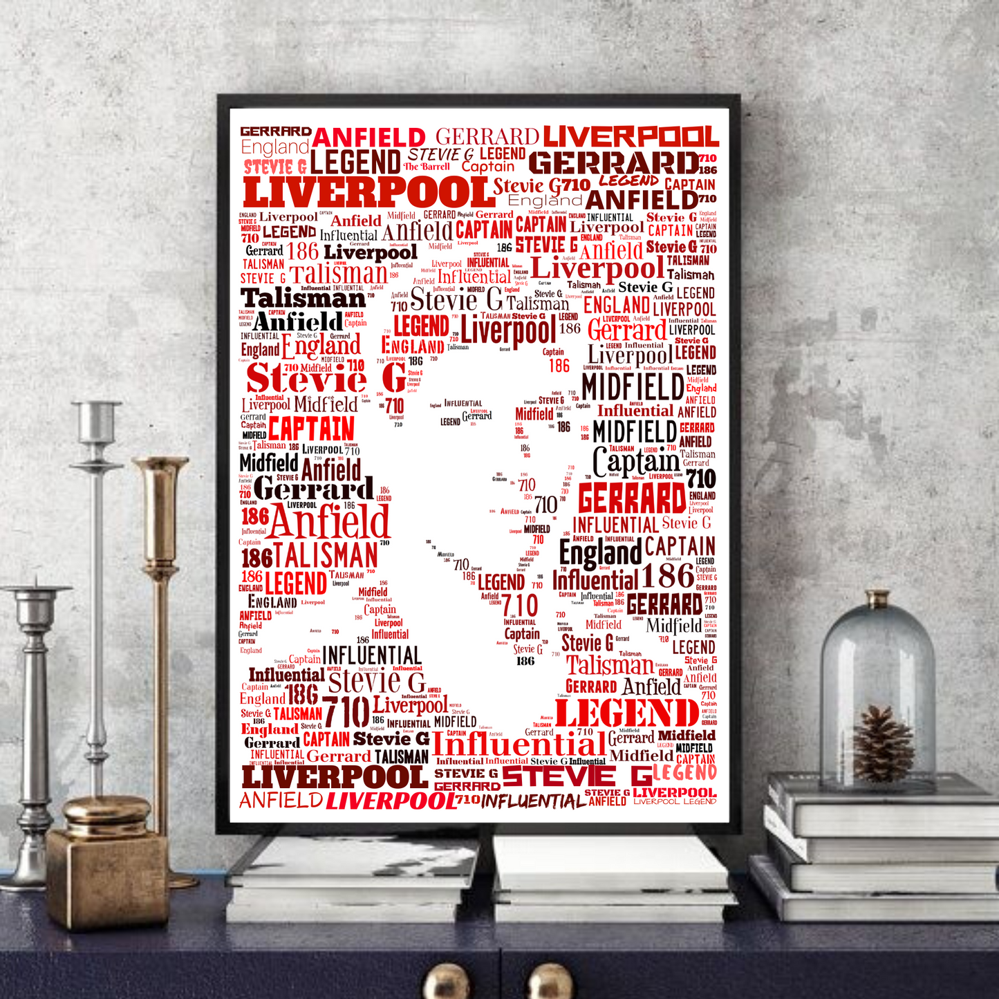 Stevie G Steven Gerrard Typography Portrait - Liverpool Icon Football Collectible/Memorabilia/Print