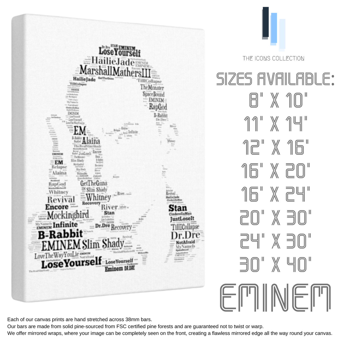 Eminem / Portrait in songs - Premium Canvas