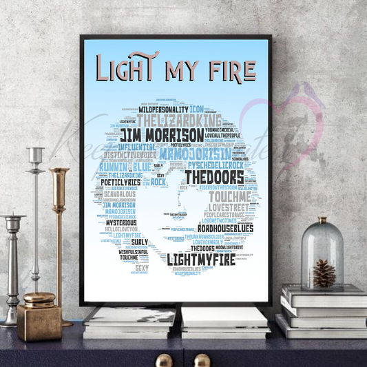 Jim Morrison / The Doors v2 - Typography Portrait in songs Memorabilia/collectable/Print