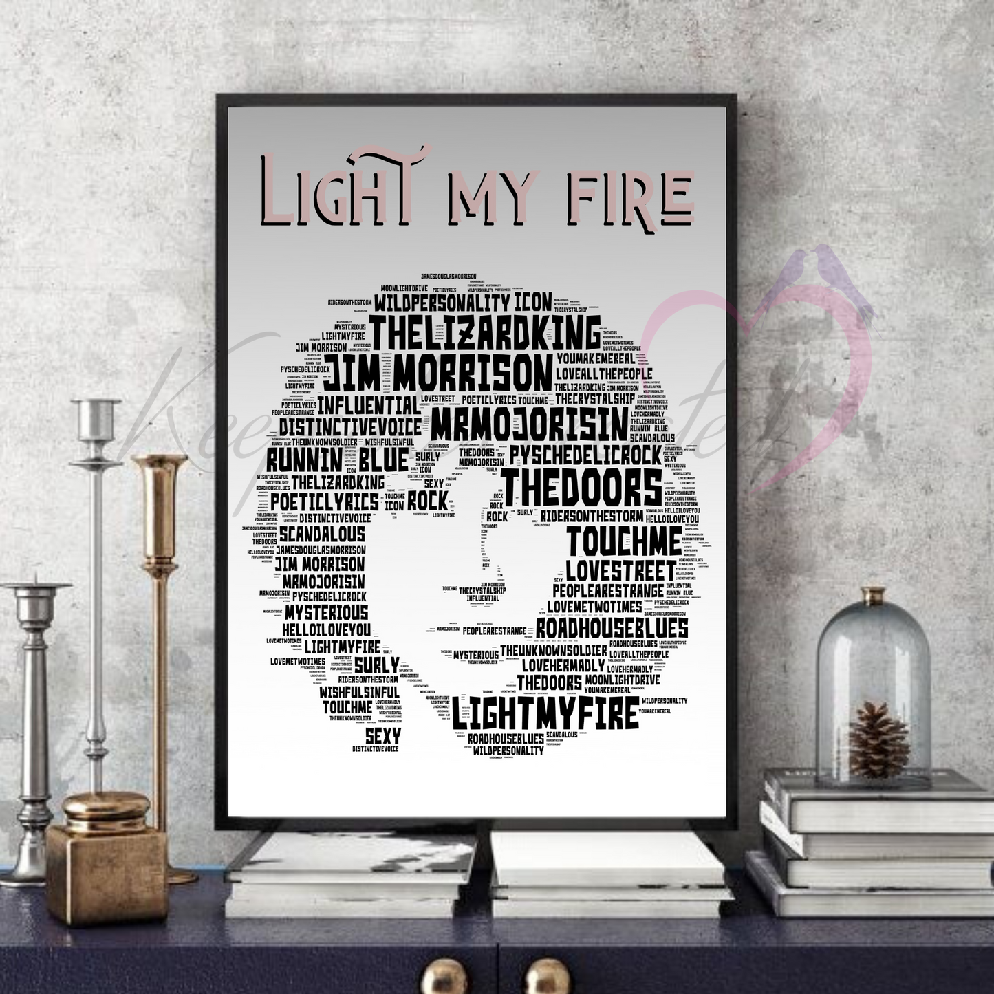 Jim Morrison / The Doors v1 - Typography Portrait in songs Memorabilia/collectable/Print