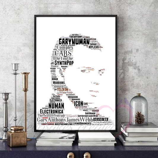 Gary Numan - Typography Portrait in songs print