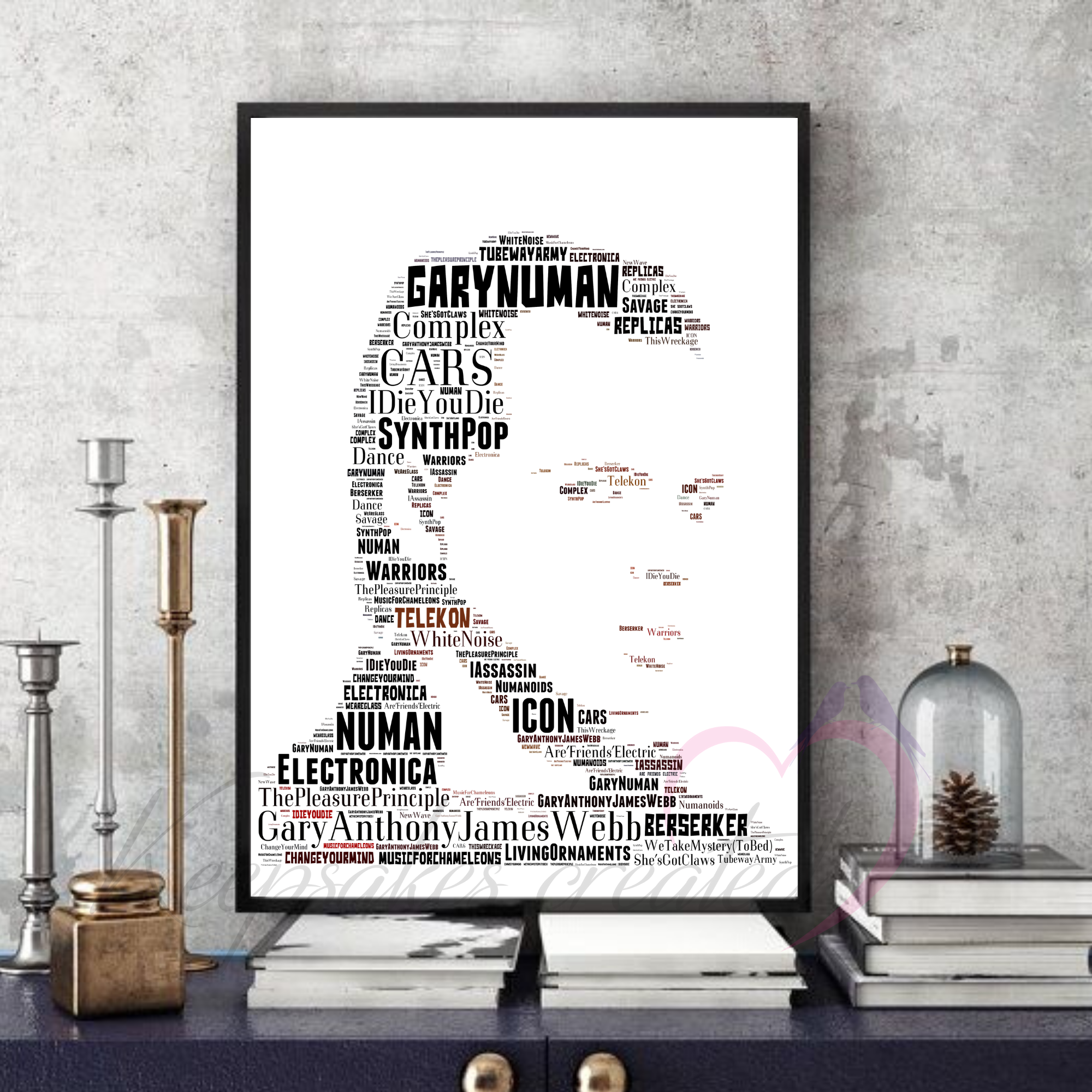 Gary Numan - Typography Portrait in songs print – The Icons Collection