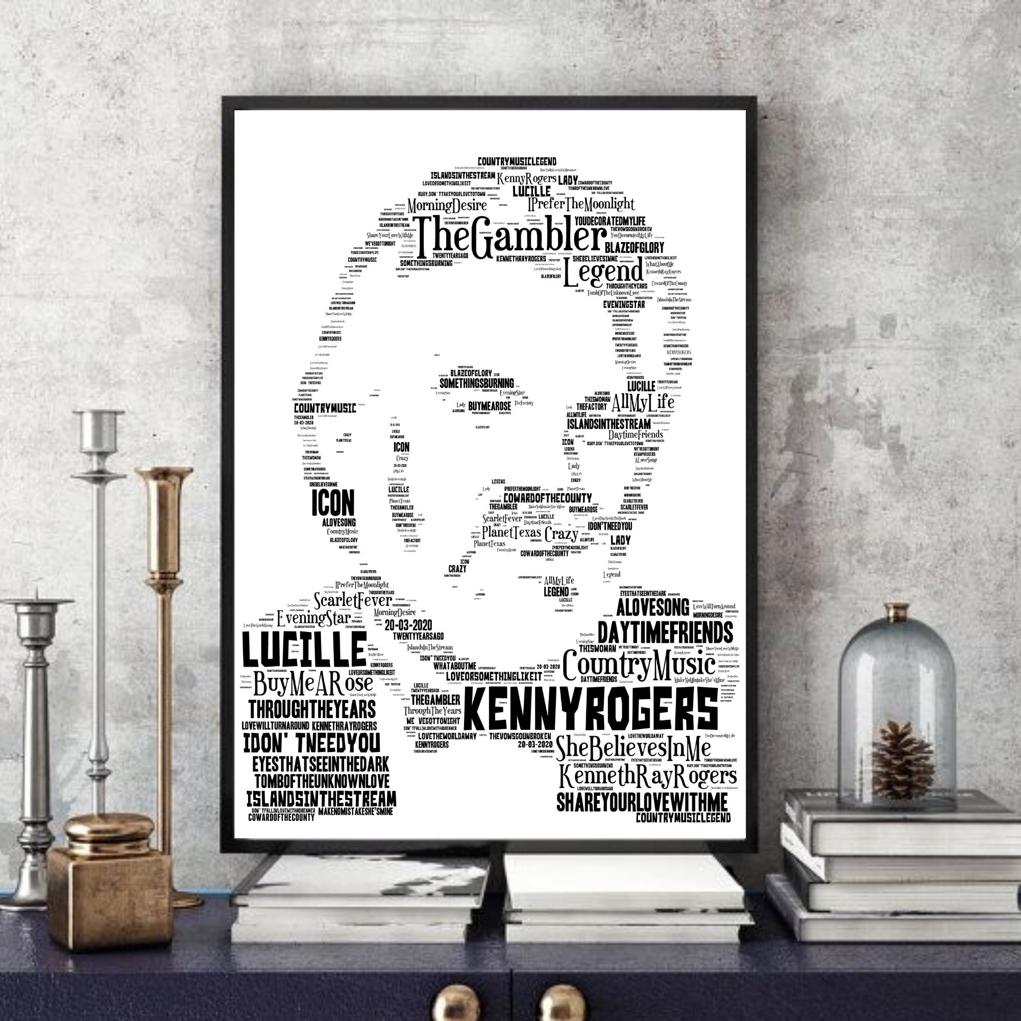 Memorabilia/　Typography　The　Icons　Rogers　in　Music　–　songs　Kenny　Portrait　Country　Collection