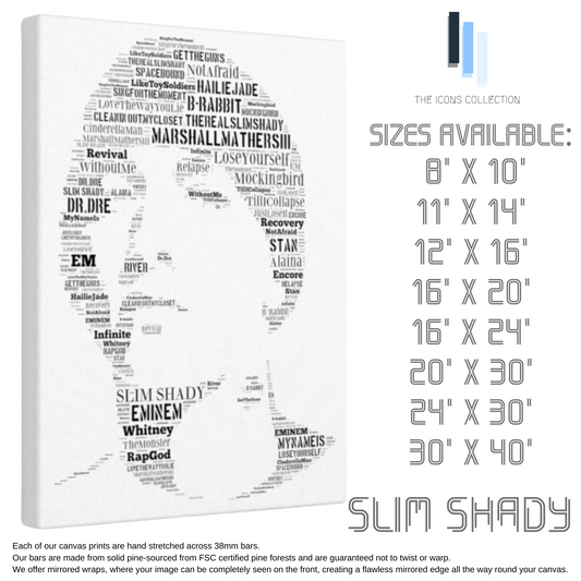 Eminem 2 Slim Shady / Portrait in songs - Premium Canvas