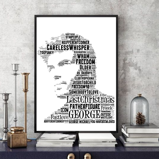 George Michael v1.1 - Typography Portrait in songs print