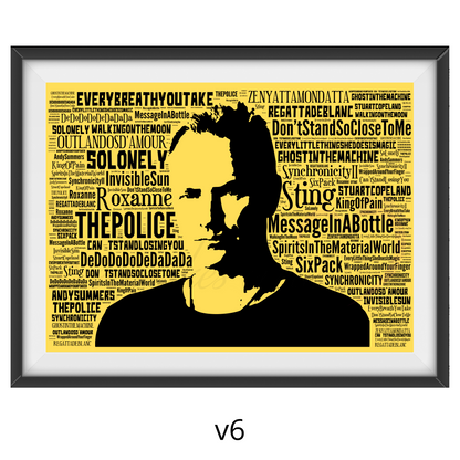 Sting / The Police - Word Art Typography Portrait in songs Memorabilia/Collectible/Print