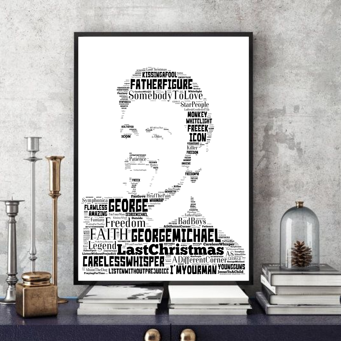 George Michael v2 - Typography Portrait in songs Collectable/print