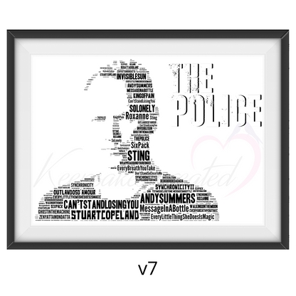 Sting / The Police - Word Art Typography Portrait in songs Memorabilia/Collectible/Print