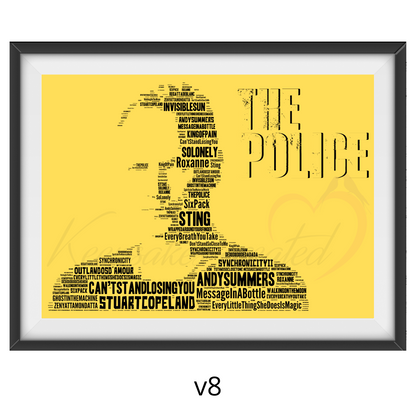 Sting / The Police - Word Art Typography Portrait in songs Memorabilia/Collectible/Print