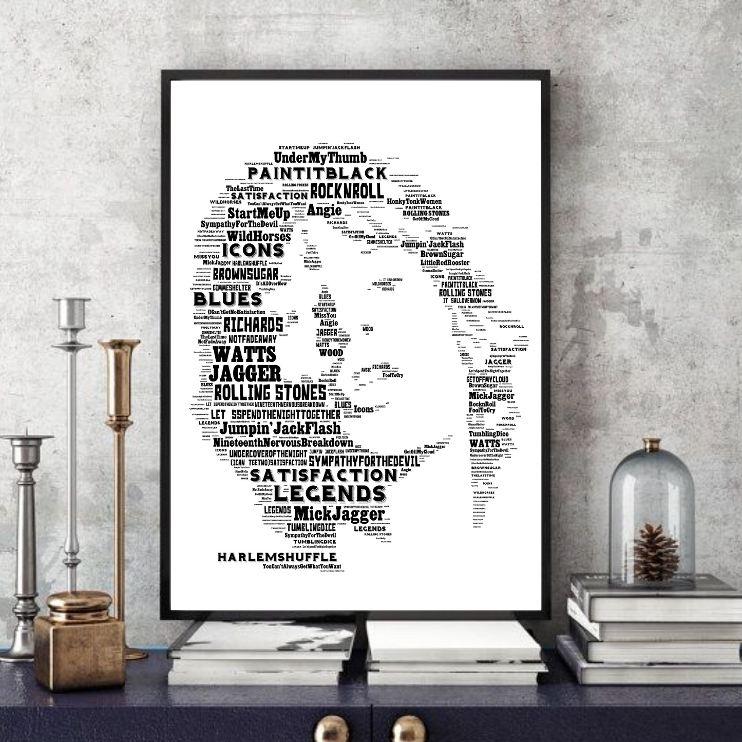 Mick Jagger Rolling Stones 2 - Word Art Typography Portrait in songs Memorabilia/Collectible/Print