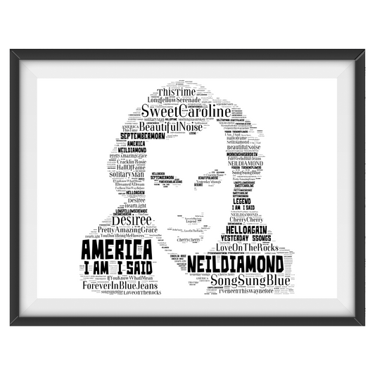 Neil Diamond tribute - Word Art Typography Portrait in songs Memorabilia/Collectible/Print