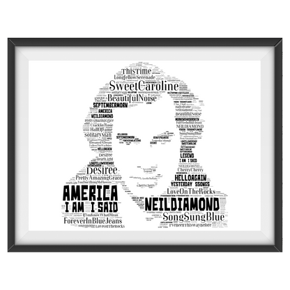 Neil Diamond tribute - Word Art Typography Portrait in songs Memorabilia/Collectible/Print