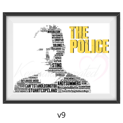 Sting / The Police - Word Art Typography Portrait in songs Memorabilia/Collectible/Print