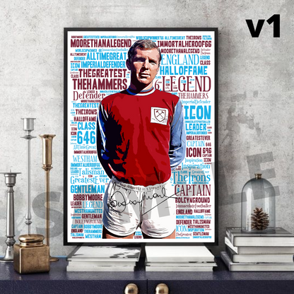 Bobby Moore Art West Ham Utd A4/A3 Football/Memorabilia/Collectable/Gift signed