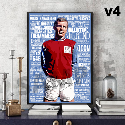 Bobby Moore Art West Ham Utd A4/A3 Football/Memorabilia/Collectable/Gift signed