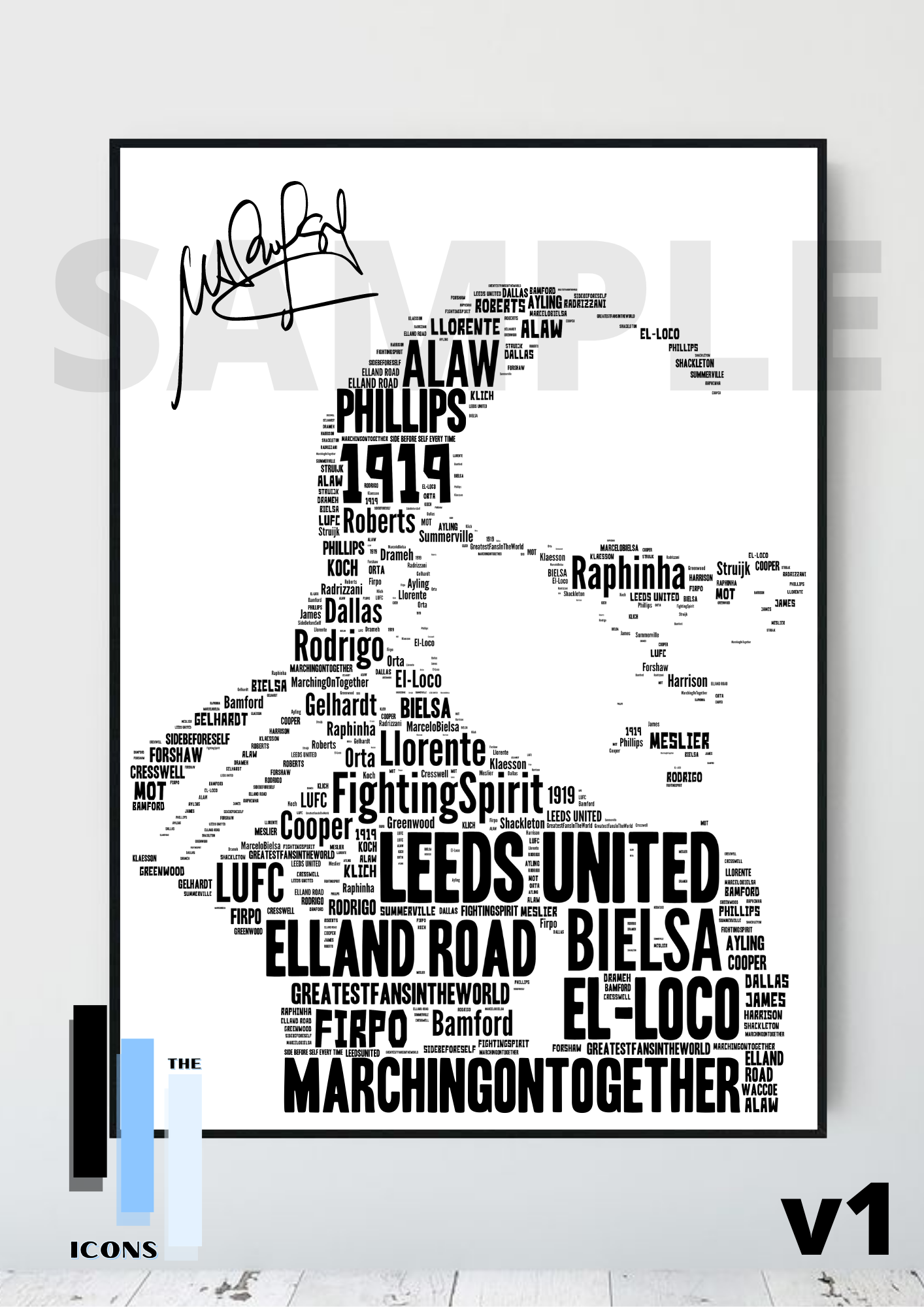 Leeds United Marcelo Bielsa tribute A4/A3 Football Print/Memorabilia/Collectable LUFC Football Gift