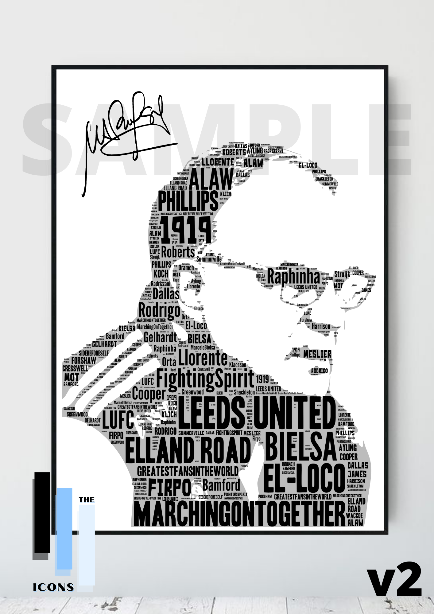 Leeds United Marcelo Bielsa tribute A4/A3 Football Print/Memorabilia/Collectable LUFC Football Gift