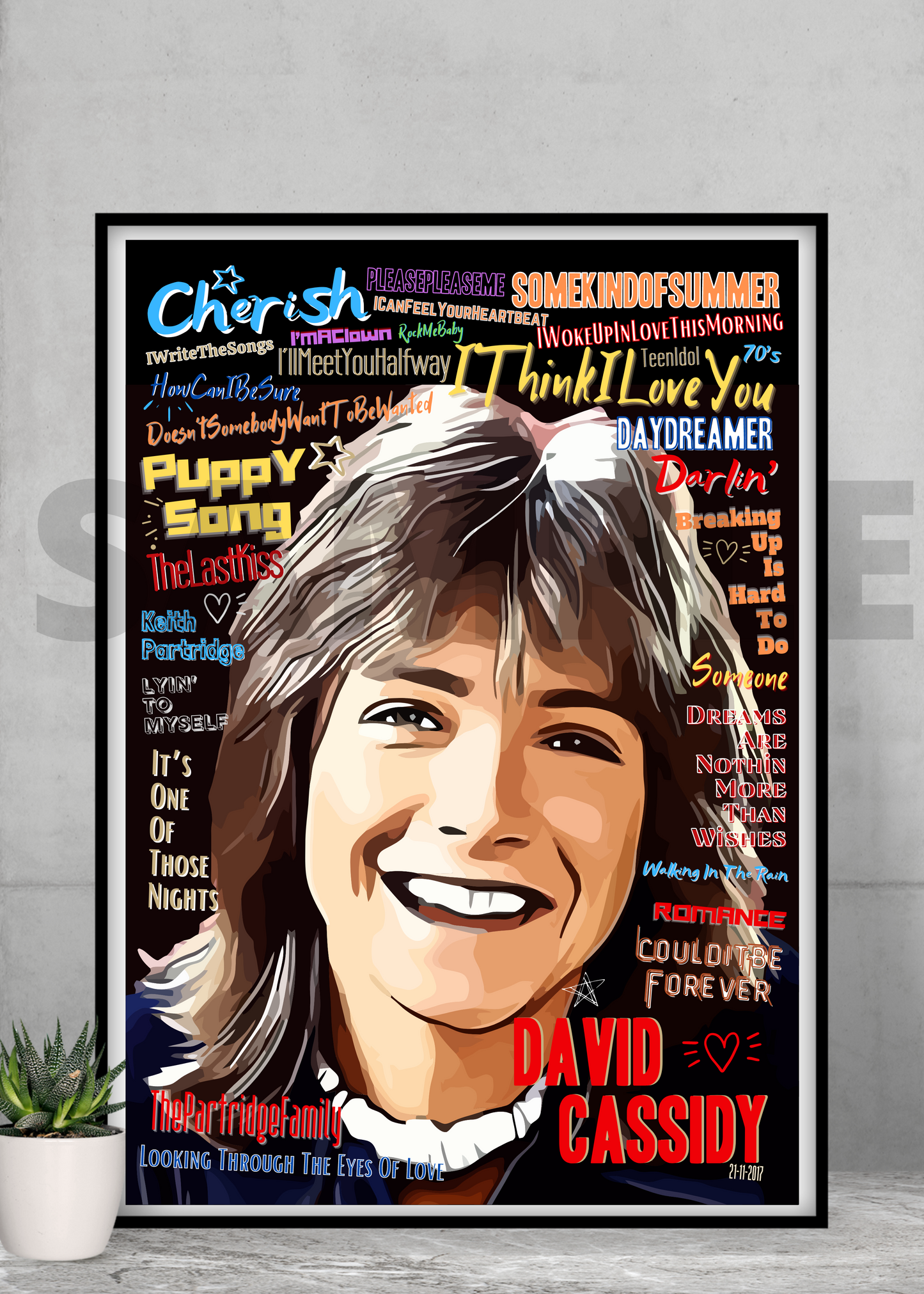 David Cassidy Pop Art Typography Collectable/Gift/Music Memorabilia