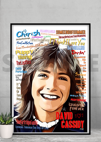 David Cassidy Pop Art Typography Collectable/Gift/Music Memorabilia