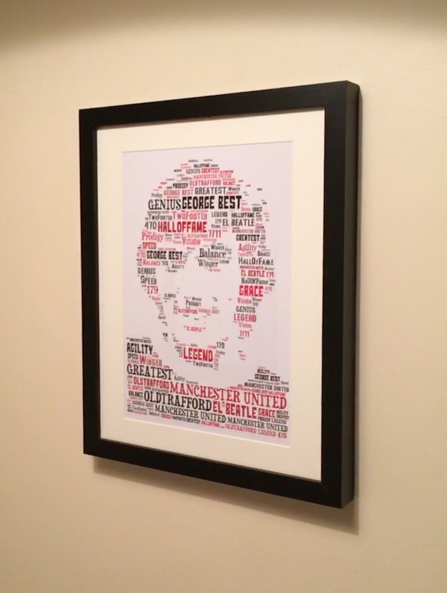 George Best Man Utd Football Legend - Typography Portrait in words print