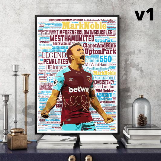 Mark Noble Football Art West Ham Utd A4/A3 Football/Memorabilia/Collectable/Gift signed