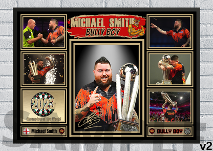 Michael Smith Bully Boy PDC Darts A4/A3 Memorabilia/Collectable signed