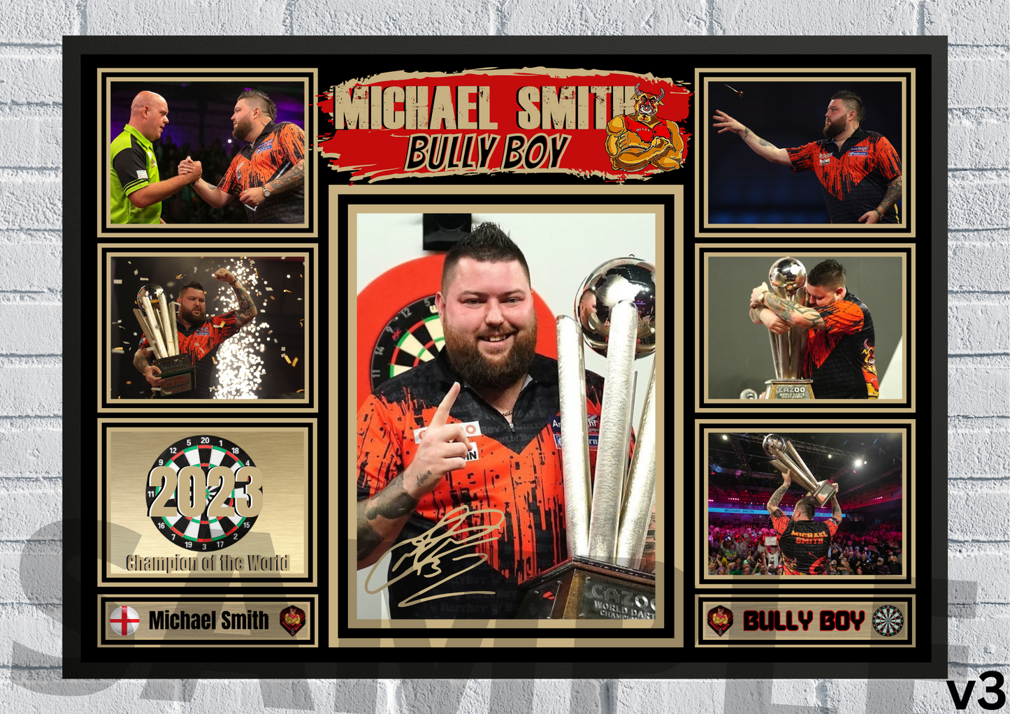 Michael Smith Bully Boy PDC Darts A4/A3 Memorabilia/Collectable signed