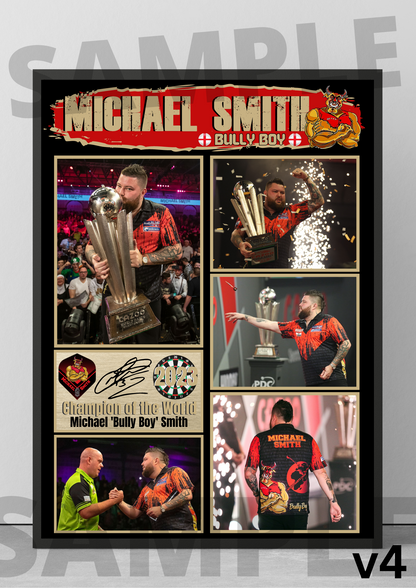 Michael Smith Bully Boy PDC Darts A4/A3 Memorabilia/Collectable signed