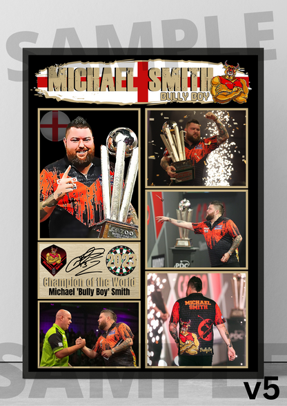 Michael Smith Bully Boy PDC Darts A4/A3 Memorabilia/Collectable signed