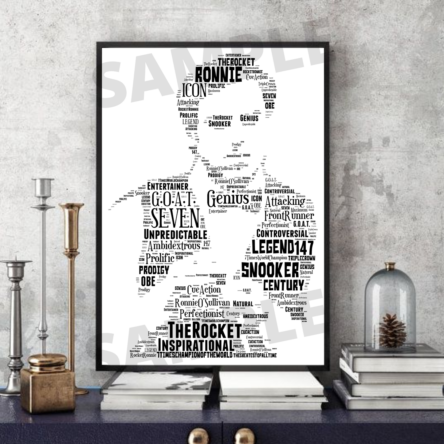 Ronnie O'Sullivan Rocket Ronnie Snooker 7 times Typography Portrait Word Art Memorabilia/collectable/gift