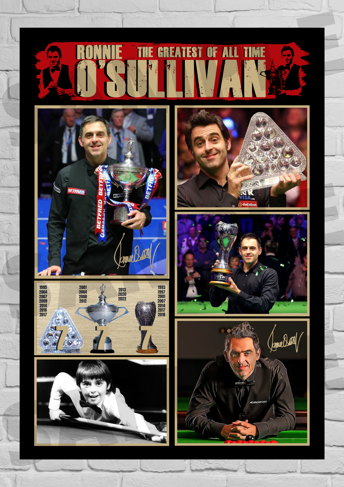 Rocket Ronnie O'Sullivan - 7 times world champion / Snooker Legend #11 - Memorabilia/Collectible/print signed