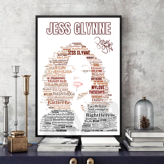 Jess Glynne - Typography Portrait in songs Memorabilia/collectable/Print