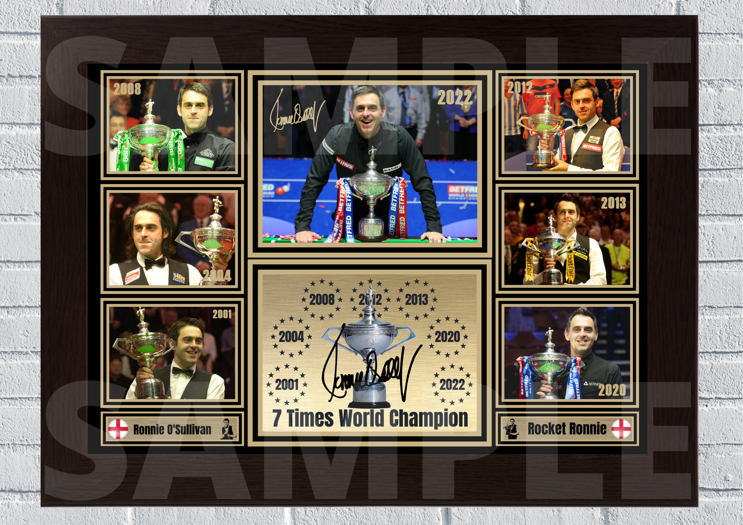 Rocket Ronnie O'Sullivan 7 Times World champion - Snooker memorabilia/collectable #85
