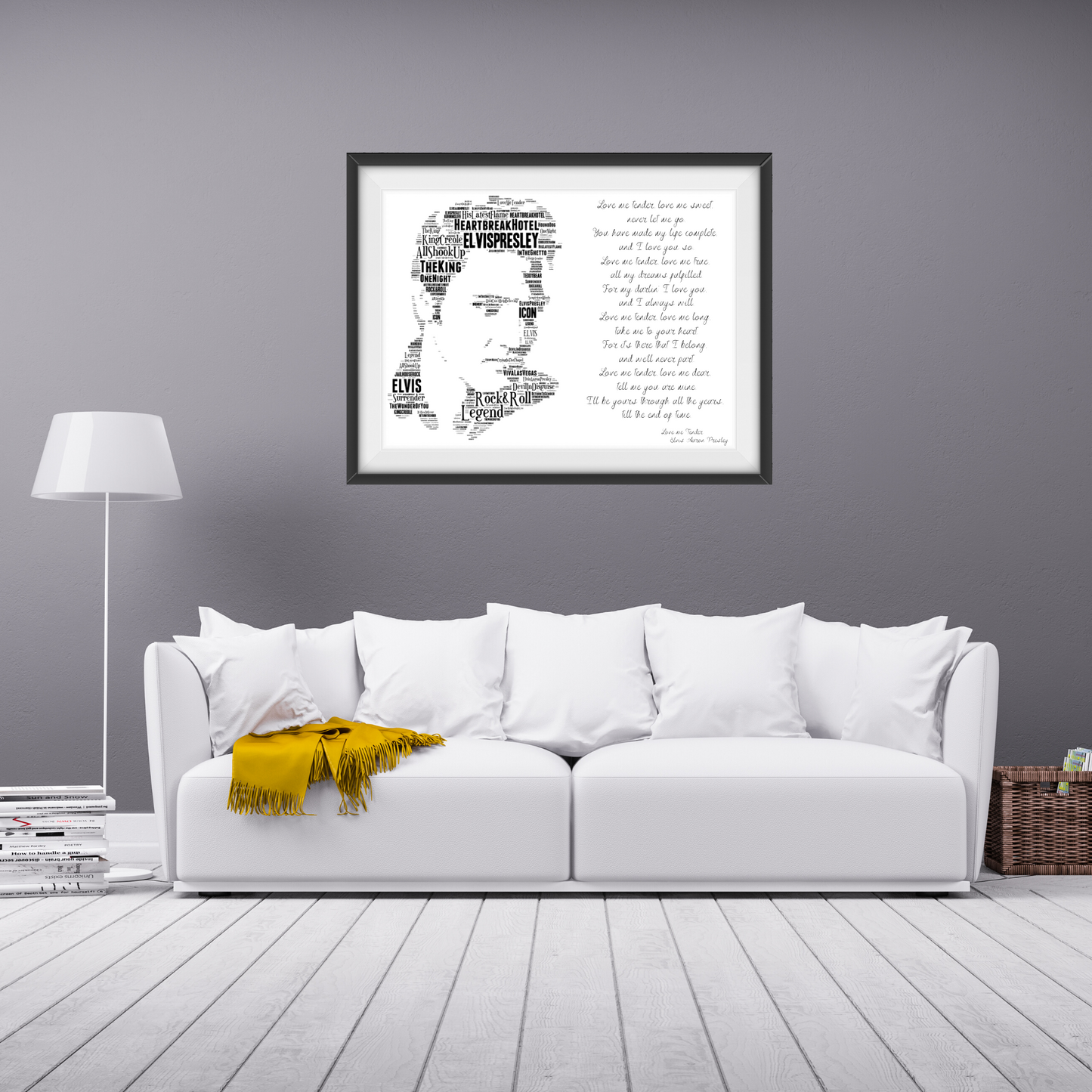 Elvis Presley The King v1 / Typography Portrait in songs & lyrics print