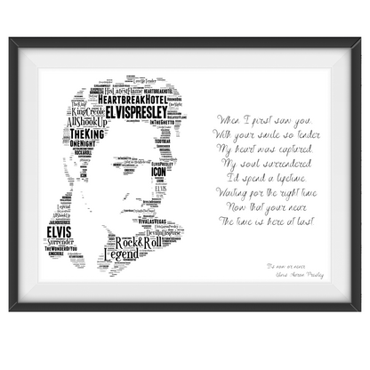 Elvis Presley The King v1 / Typography Portrait in songs & lyrics print