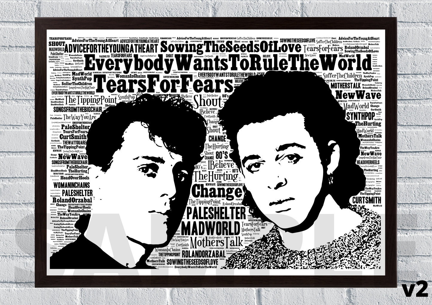 Tears for Fears Portrait in songs 80's music Icons / New Wave Poster Memorabilia/Collectable