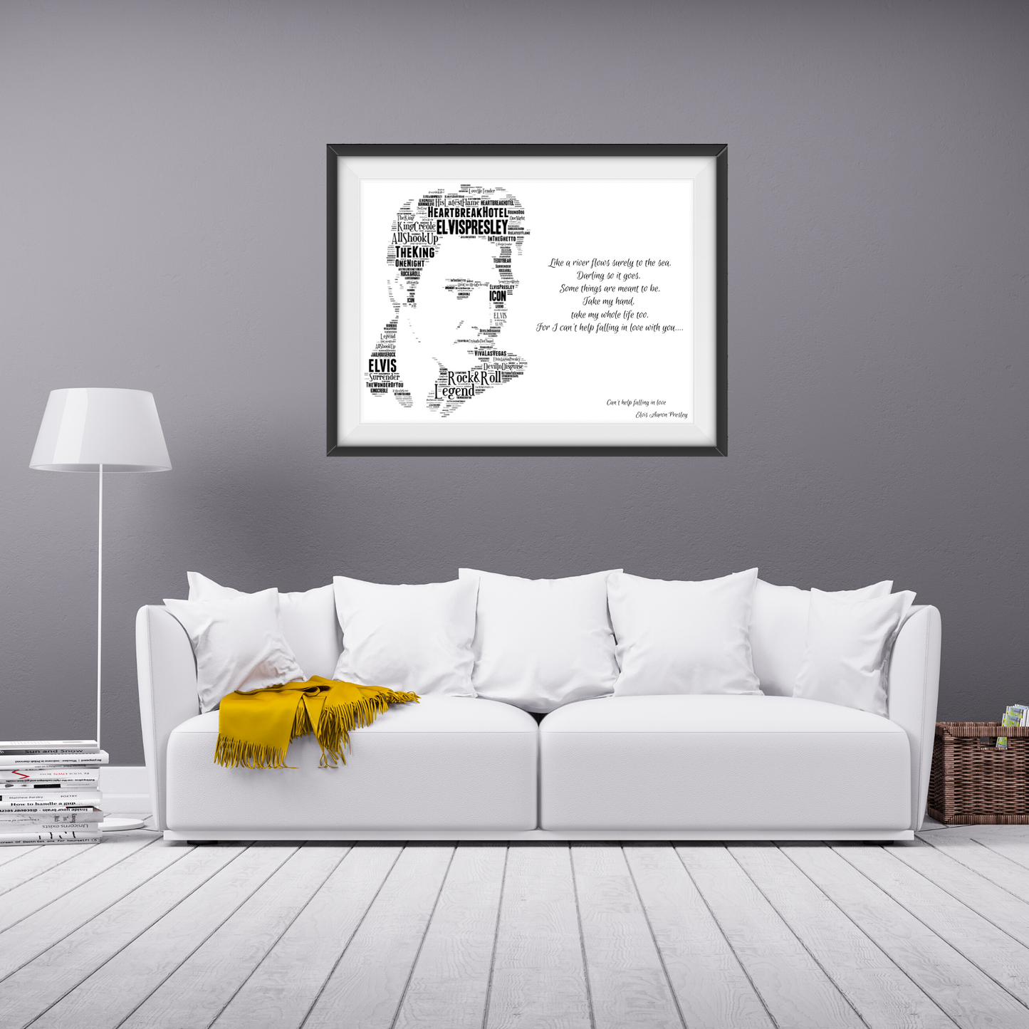 Elvis Presley The King v1 / Typography Portrait in songs & lyrics print